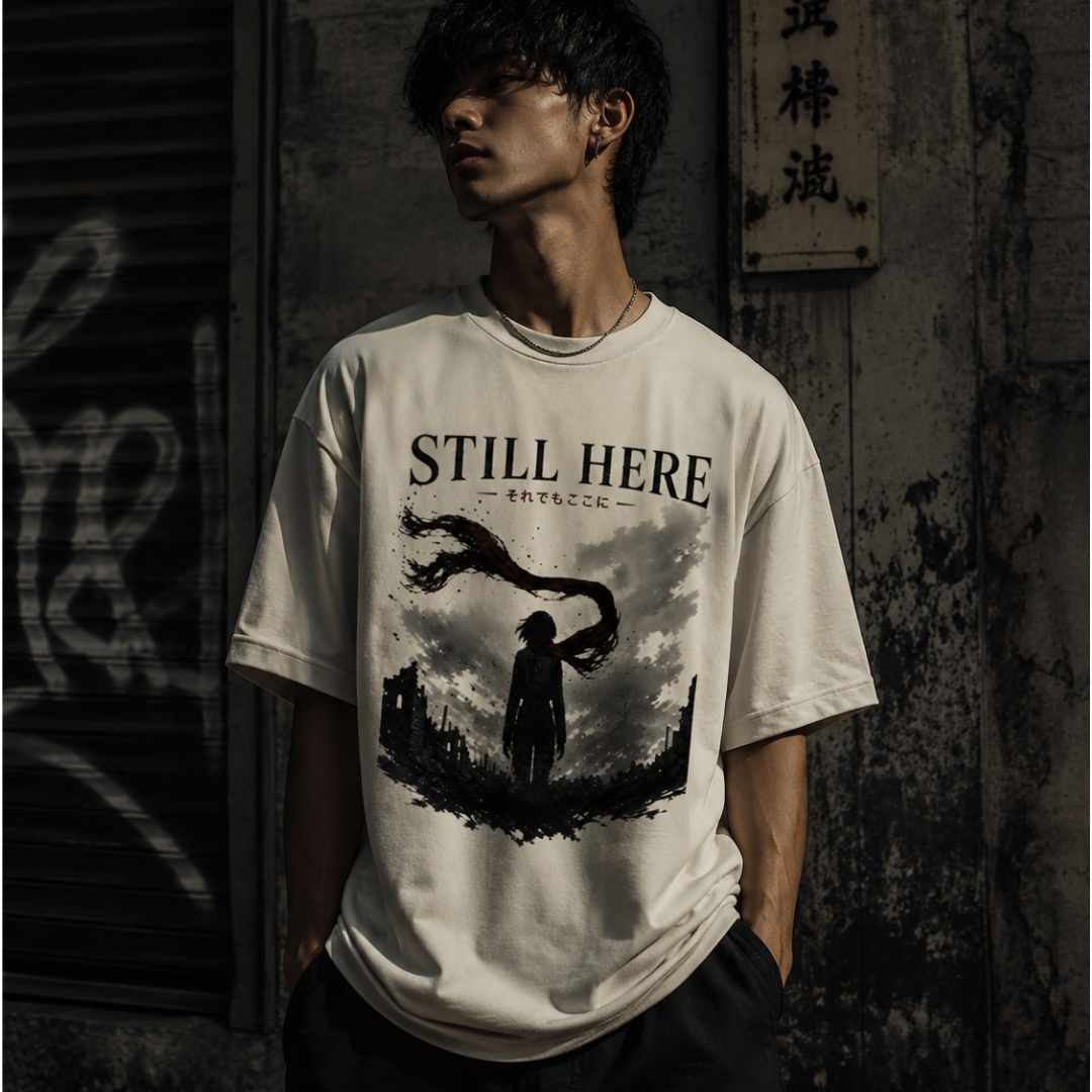 Still Here – Attack on Titan Inspired Oversized Tee | Kurai Studio