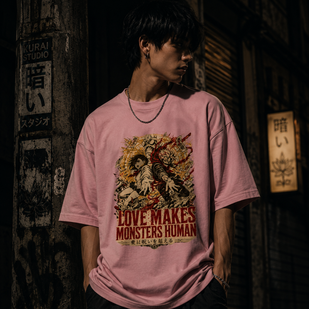Love Makes Monsters Human — Oversized Anime Tee