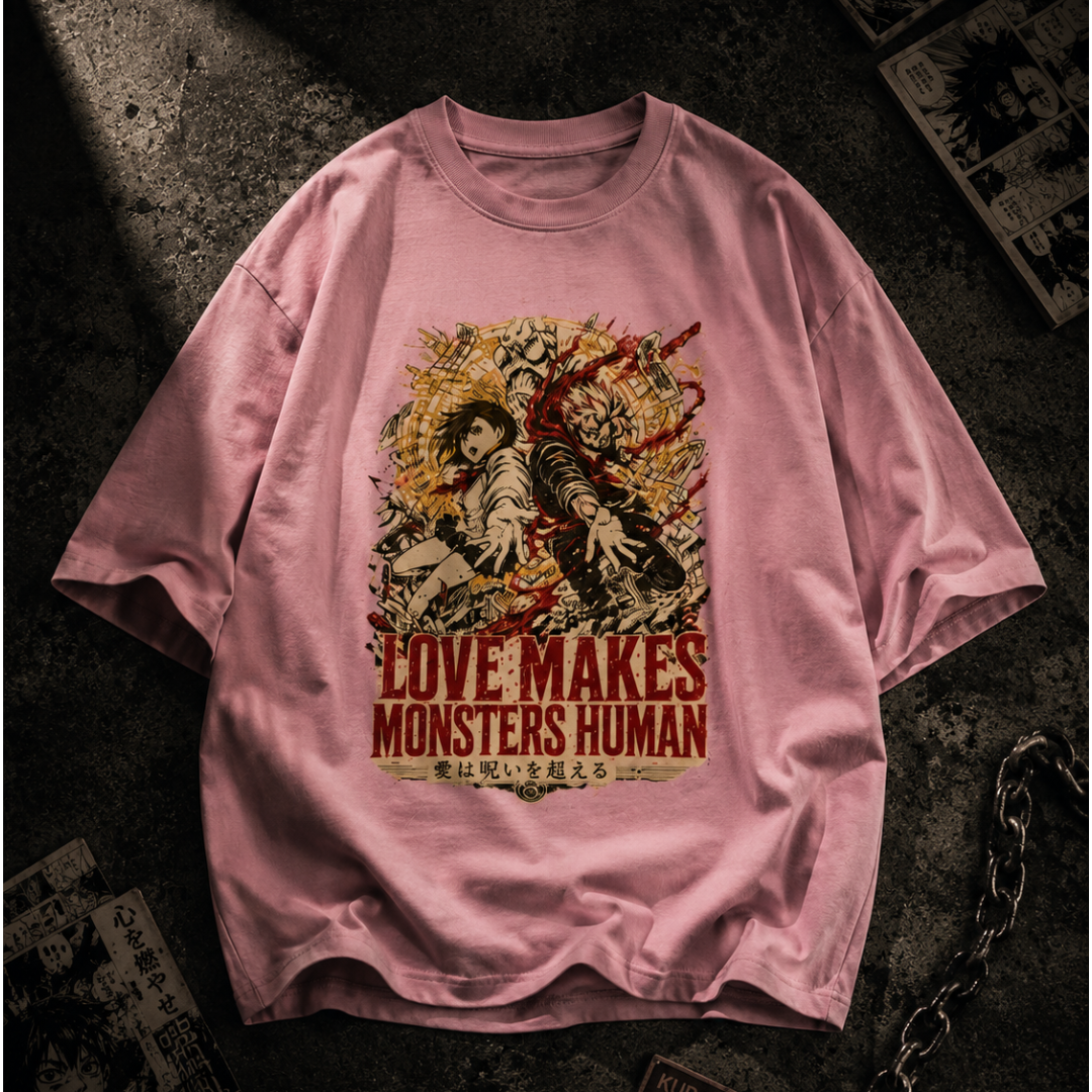 Love Makes Monsters Human — Oversized Anime Tee