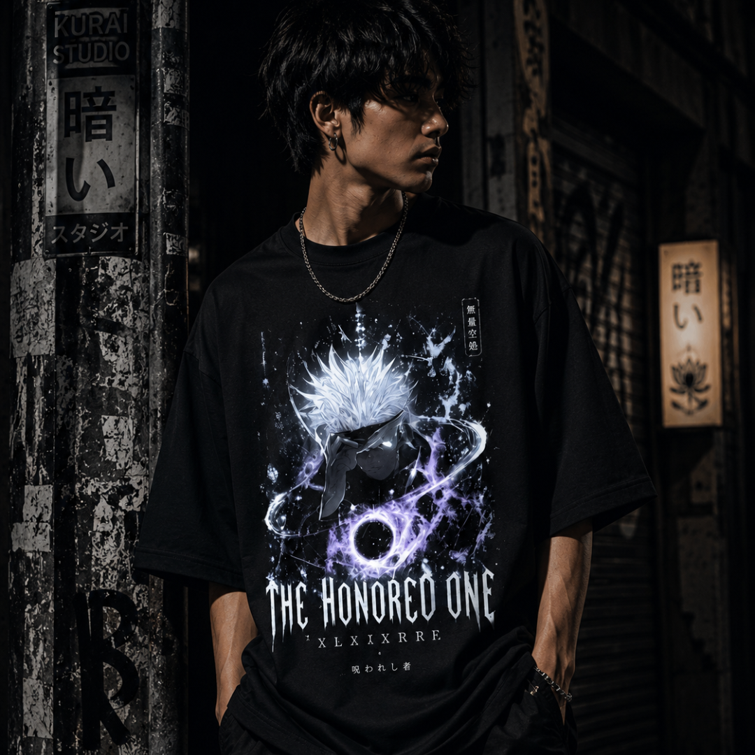 The Honored One – Gojo JJK Oversized Anime Streetwear Tee | Kurai Studio